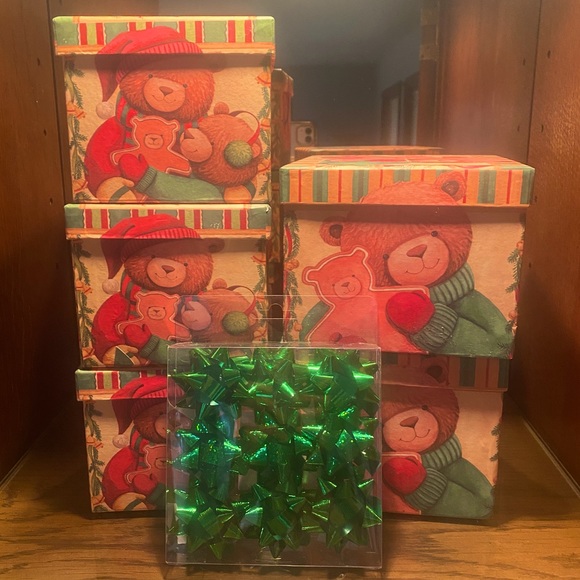 🧸LINDY BOWMAN🧸6-PC CHRISTMAS TEDDY BEAR GIFT 🎁’S SMALL & MEDIUM + MINI BOW’S - Picture 1 of 10